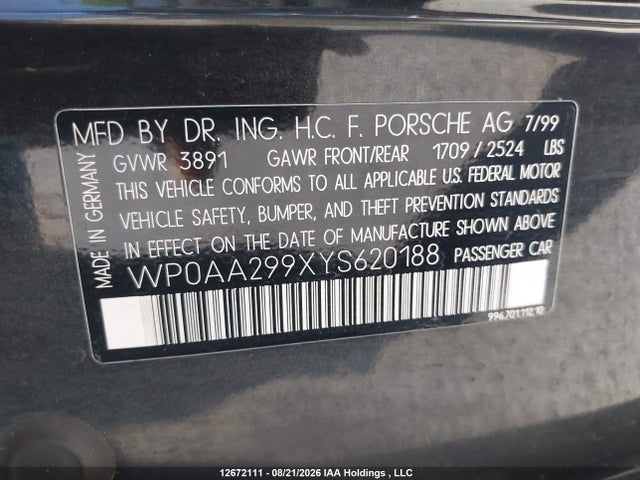 Продажа на аукционе авто 2000 Porsche 911 Carrera 2/carrera 4, vin: WP0AA299XYS620188, номер лота: 12672111