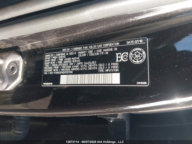 Продаж на аукціоні авто 2017 Volvo Xc90 Hybrid T8 Phev R-design, vin: YV4BC0PM2H1121768, номер лоту: 12672114