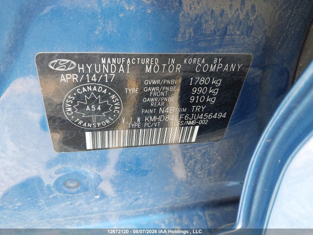 Продаж на аукціоні авто 2018 Hyundai Elantra Gl Se, vin: KMHD84LF6JU456494, номер лоту: 12672120
