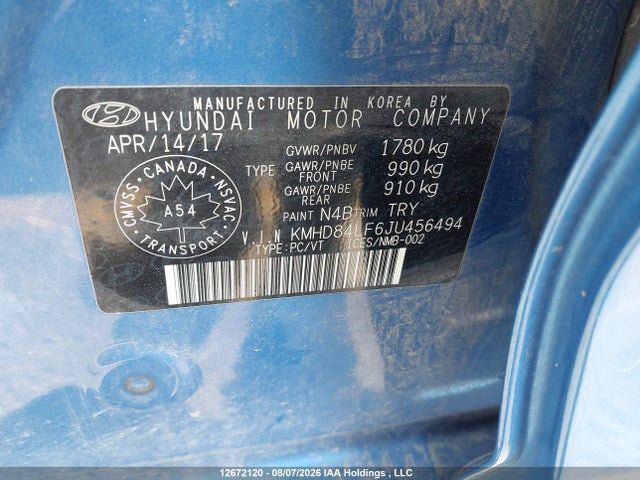 Продаж на аукціоні авто 2018 Hyundai Elantra Gl Se, vin: KMHD84LF6JU456494, номер лоту: 12672120