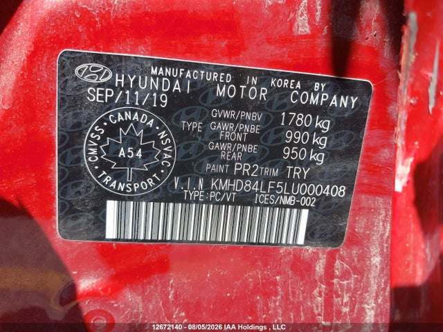 KMHD84LF5LU000408 Hyundai Elantra Sel/value/limited