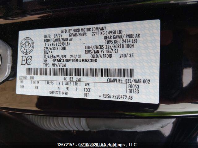 Ford FORD 2025 1FMCU0E19SUB53390 Image 10