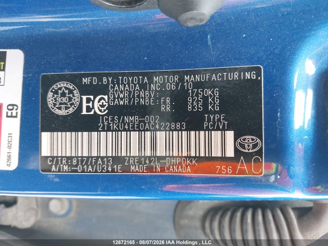 Aukcja sprzedaży 2010 Toyota Matrix, vin: 2T1KU4EE0AC422883, numer aukcji: 12672165