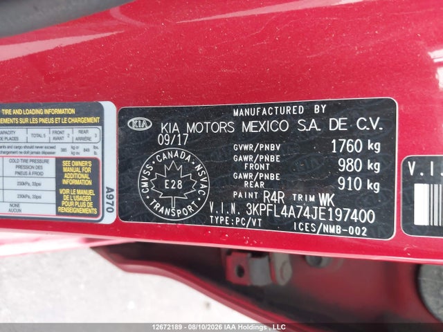 Aukcja sprzedaży 2018 Kia Forte Lx/lx+, vin: 3KPFL4A74JE197400, numer aukcji: 12672189