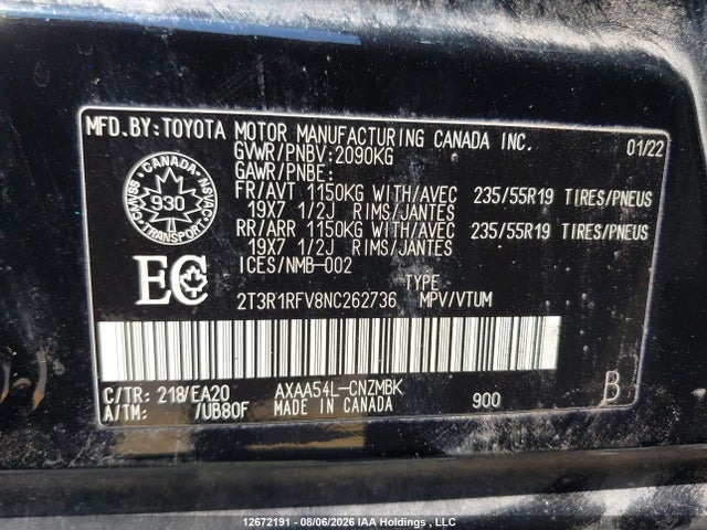 2T3R1RFV8NC262736 Toyota RAV4