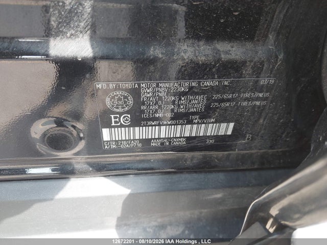 2T3RWRFV9KW001353 Toyota Rav4 Hybrid Xle