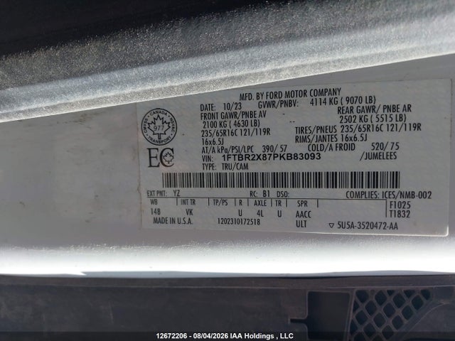 Ford Transit-250 Cargo 2023 1FTBR2X87PKB83093 Image 9