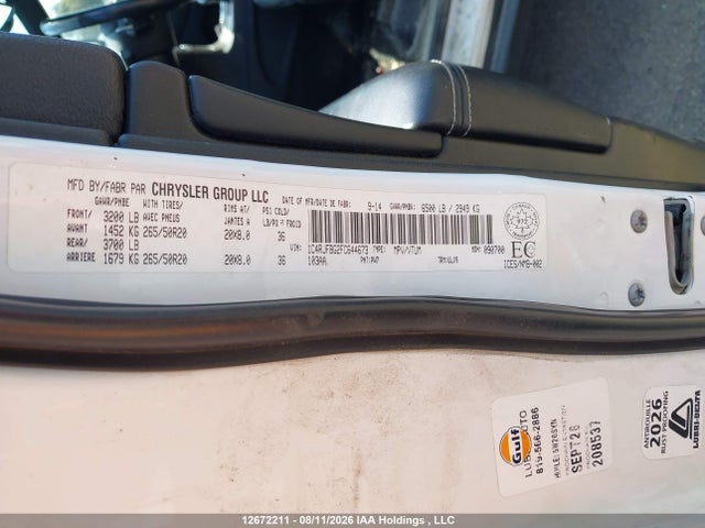 Auction sale of the 2015 Jeep Grand Cherokee Limited, vin: 1C4RJFBG2FC644673, lot number: 12672211