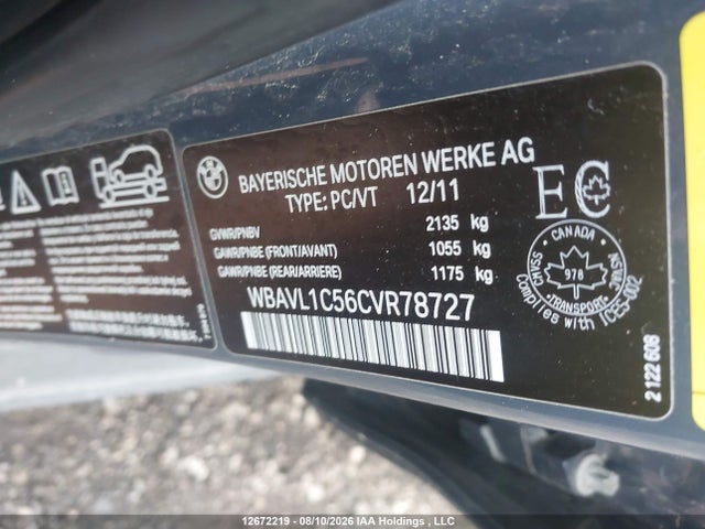 2012 Bmw X1 მანქანა იყიდება აუქციონზე, vin: WBAVL1C56CVR78727, აუქციონის ნომერი: 12672219