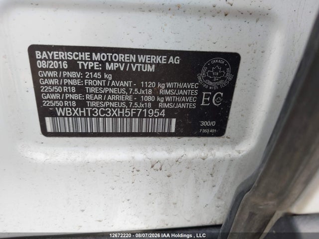 Продаж на аукціоні авто 2017 Bmw X1, vin: WBXHT3C3XH5F71954, номер лоту: 12672220