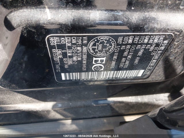 JN8BT3BB4SW164520 Nissan Rogue Sv/rock Creek
