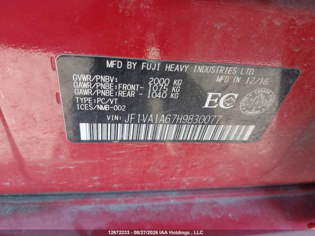 Subaru WRX 2017 JF1VA1A67H9830077 Image 19