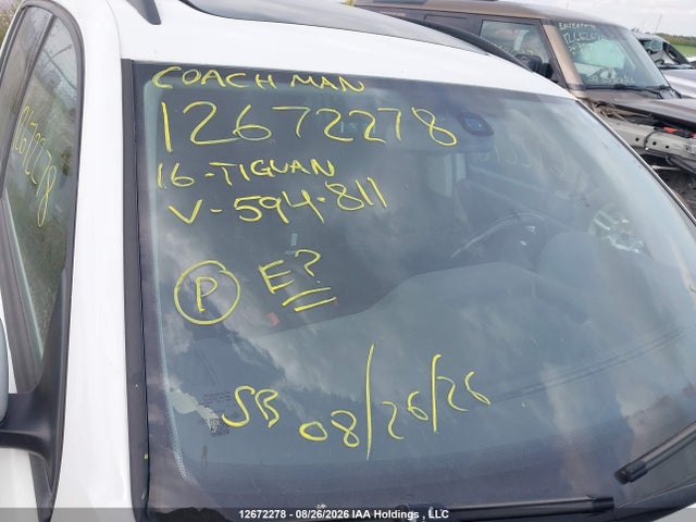 12672278 :رقم المزاد ، WVGJV7AX5GW594811 vin ، 2016 Volkswagen Tiguan Comfortline/highline/special Edition مزاد بيع