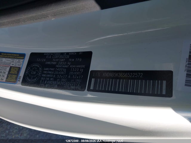 Aukcja sprzedaży 2025 Kia Carnival Lx/lxs, vin: KNDNB5K36S6522572, numer aukcji: 12672300