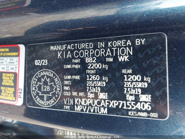 Продажа на аукционе авто 2023 Kia Sportage Lx/x-line, vin: KNDPUCAFXP7155406, номер лота: 12672307