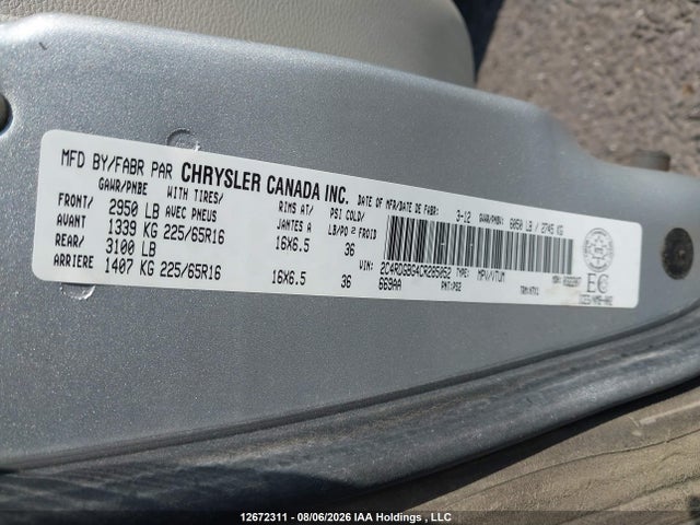 2012 Dodge Grand Caravan Se/sxt მანქანა იყიდება აუქციონზე, vin: 2C4RDGBG4CR285052, აუქციონის ნომერი: 12672311