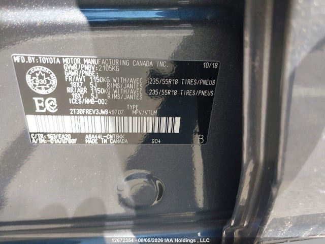 Продажа на аукционе авто 2018 Toyota Rav4 Limited/se/platinum, vin: 2T3DFREV3JW849707, номер лота: 12672354