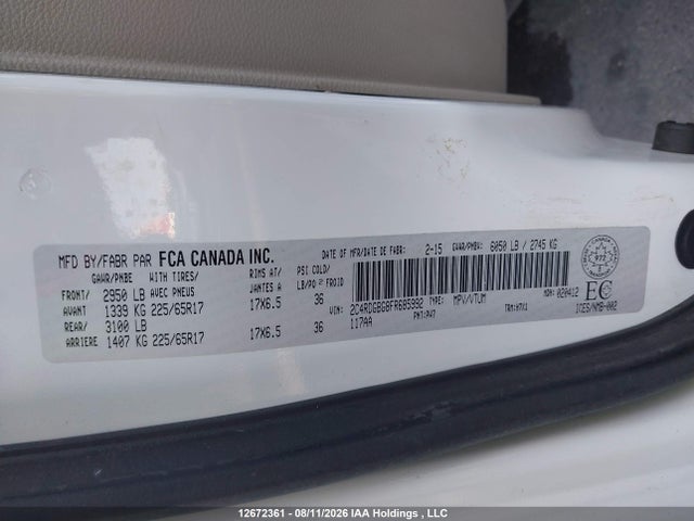 Dodge Grand Caravan 2015 2C4RDGBG8FR685992 Image 9