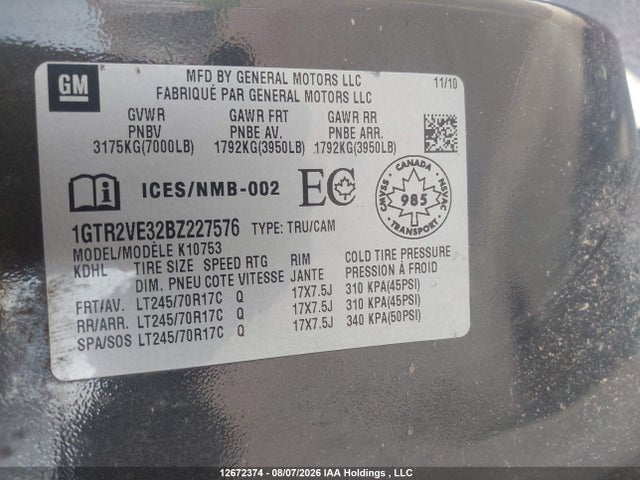 Auction sale of the 2011 Gmc Sierra 1500 Sle, vin: 1GTR2VE32BZ227576, lot number: 12672374
