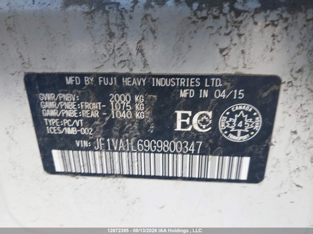 JF1VA1L69G9800347 Subaru Wrx Sport Package/sport-tech Package