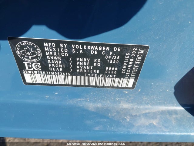 3VWEW7BU7TM063415 Volkswagen Jetta Comfortline