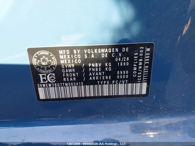 3VWEW7BU7TM063415 Volkswagen Jetta Comfortline