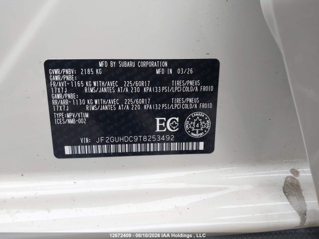 Subaru Crosstrek Touring 2026 JF2GUHDC9T8253492 Image 20