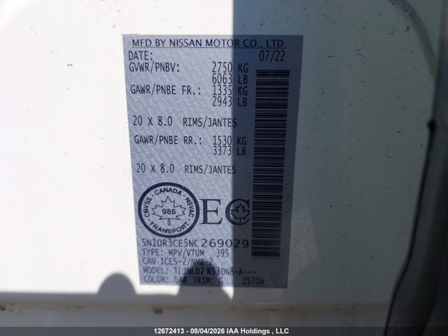 Nissan Pathfinder Sl 2022 5N1DR3CE5NC269029 Image 18
