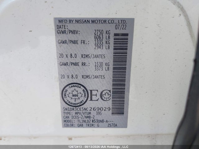 Nissan Pathfinder Sl 2022 5N1DR3CE5NC269029 Image 21