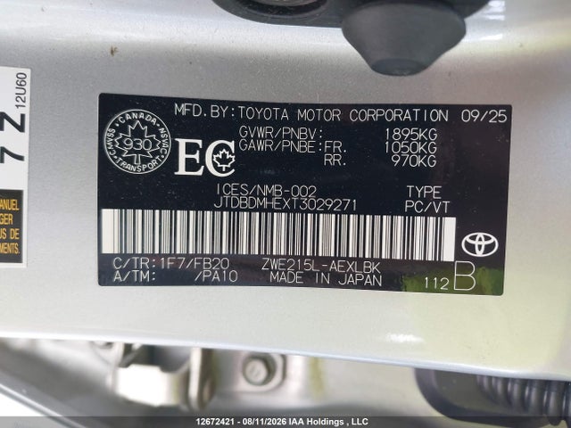 Toyota Corolla Hybrid 2026 JTDBDMHEXT3029271 Image 9