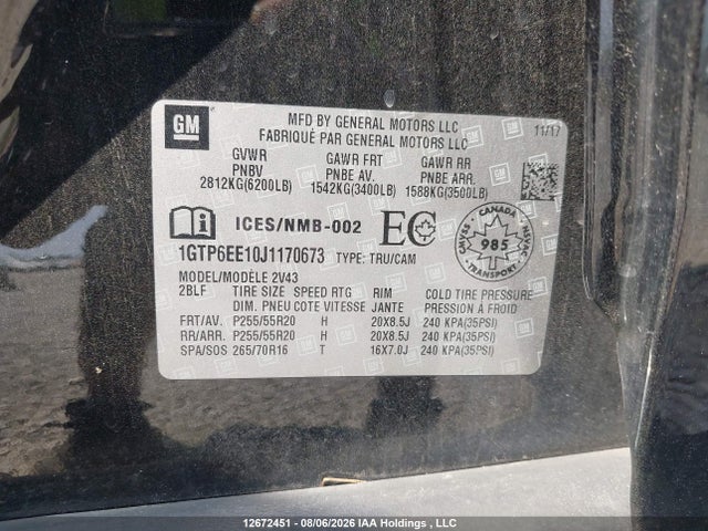 Aukcja sprzedaży 2018 Gmc Canyon Denali, vin: 1GTP6EE10J1170673, numer aukcji: 12672451