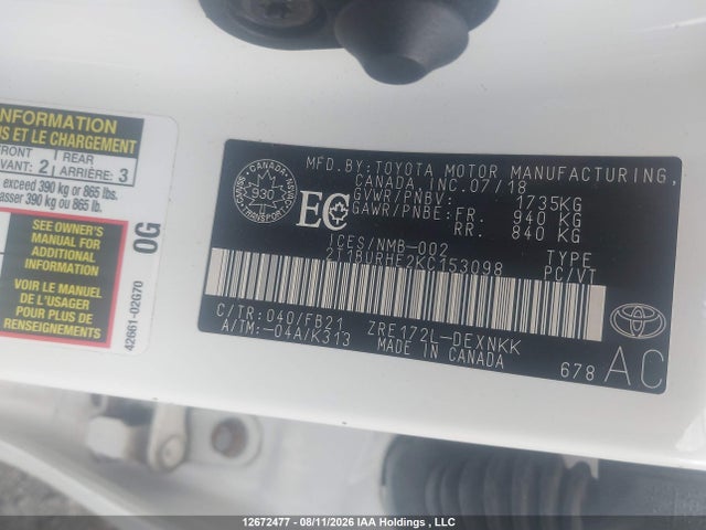 Toyota COROLLA LE 2019 2T1BURHE2KC153098 Image 20