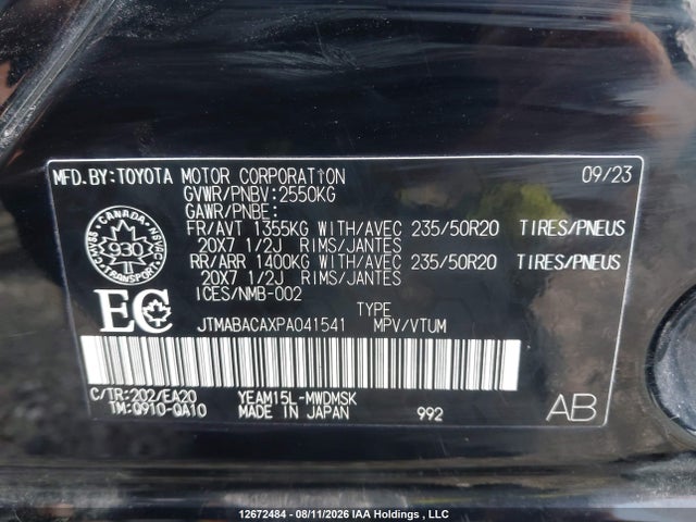 2023 Toyota Bz4x Xle/limited მანქანა იყიდება აუქციონზე, vin: JTMABACAXPA041541, აუქციონის ნომერი: 12672484