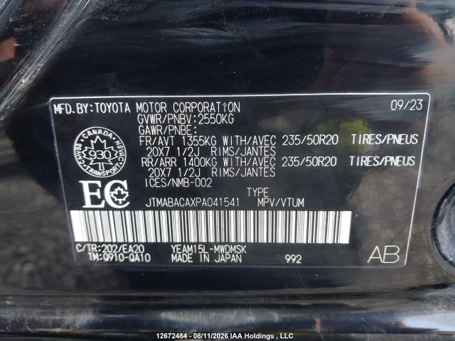 2023 Toyota Bz4x Xle/limited მანქანა იყიდება აუქციონზე, vin: JTMABACAXPA041541, აუქციონის ნომერი: 12672484
