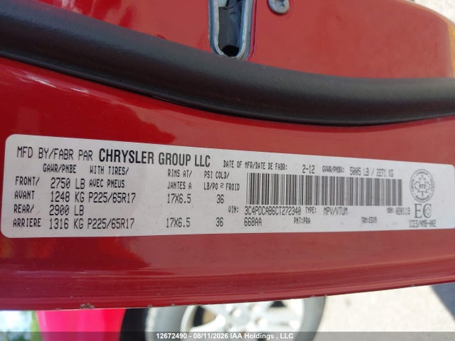 Продаж на аукціоні авто 2012 Dodge Journey Se, vin: 3C4PDCAB6CT272340, номер лоту: 12672490