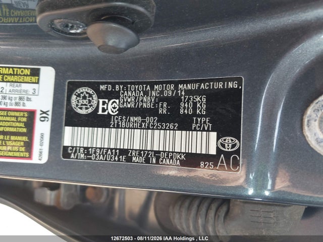 Toyota COROLLA CE 2015 2T1BURHEXFC253262 Image 9