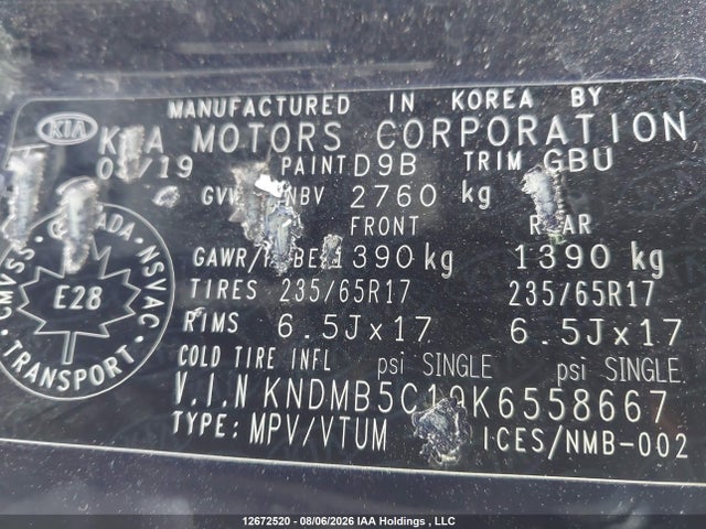 KIA Sedona Lx/lx+ 2019 KNDMB5C19K6558667 Image 18