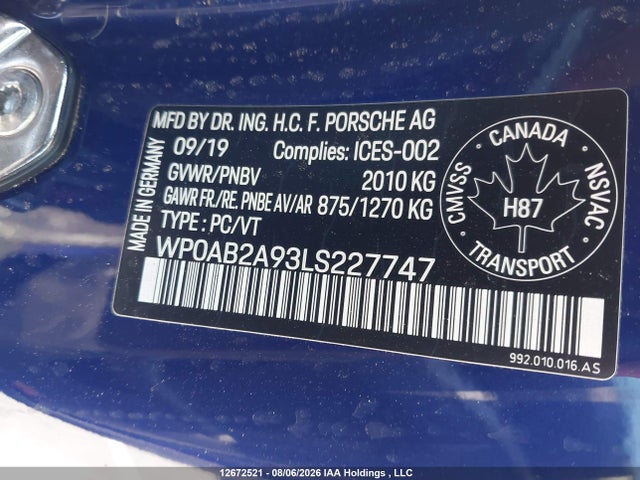 Porsche 911 Carrera 4s/carrera S 2020 WP0AB2A93LS227747 Image 19