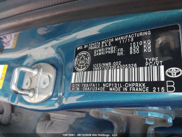 VNKKTUD33EA005326 Toyota Yaris