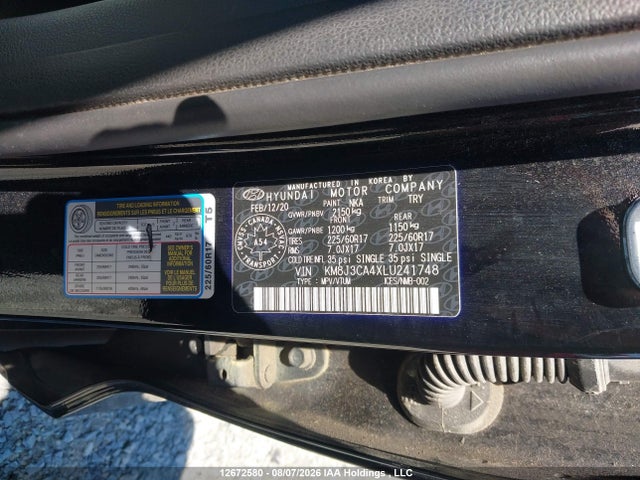 Aukcja sprzedaży 2020 Hyundai Tucson Preferred Awd With Sun And Leather Package, vin: KM8J3CA4XLU241748, numer aukcji: 12672580