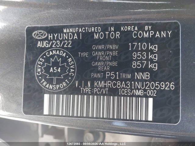 KMHRC8A31NU205926 Hyundai Venue Sel/limited