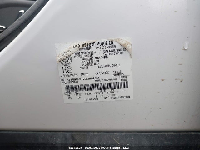 Продаж на аукціоні авто 2016 Ford Explorer Sport, vin: 1FM5K8GT2GGA02554, номер лоту: 12672624