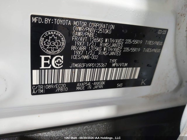 JTMGB3FV9PD125367 Toyota Rav4 Prime Xse
