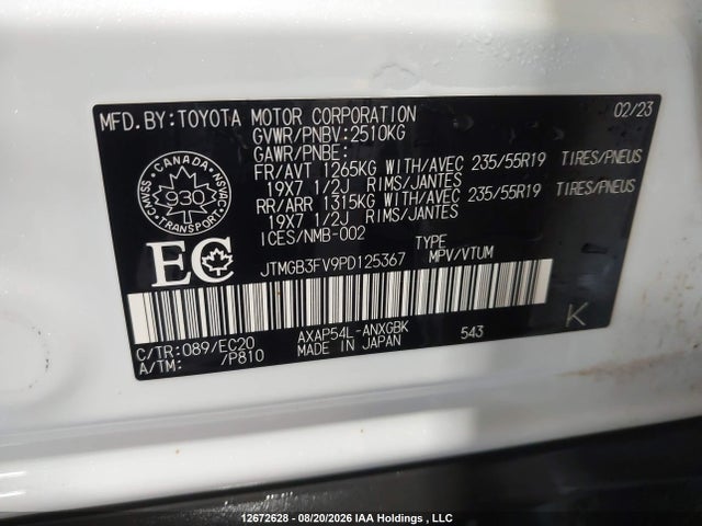 JTMGB3FV9PD125367 Toyota Rav4 Prime Xse