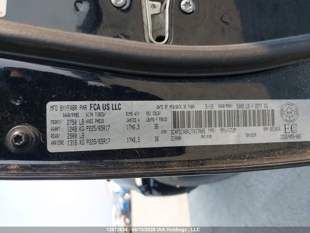 12672634 :رقم المزاد ، 3C4PDCABXJT417005 vin ، 2018 Dodge Journey Cvp/se مزاد بيع