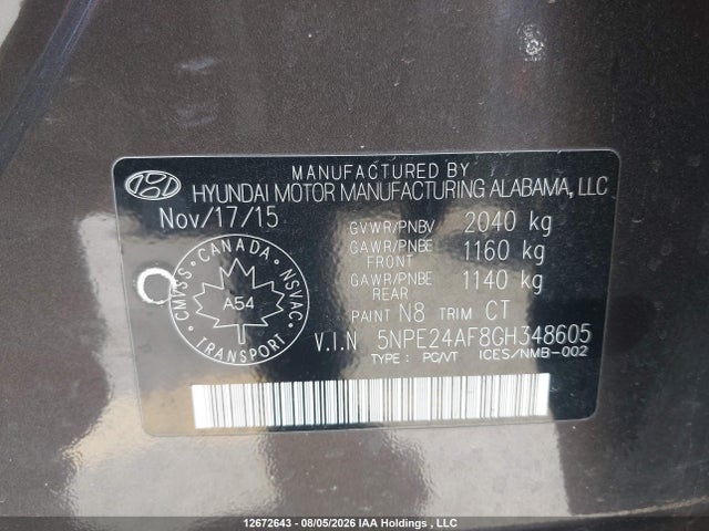 5NPE24AF8GH348605 Hyundai Sonata Gls Special Edition