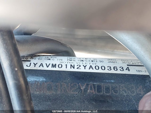 Продажа на аукционе авто 2000 Yamaha , vin: JYAVM01N2YA003634, номер лота: 12672665