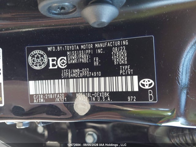 Продажа на аукционе авто 2023 Toyota Corolla L, vin: 5YFB4MDE8PP074910, номер лота: 12672684
