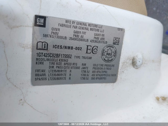 Auction sale of the 2011 Gmc Sierra 3500hd Denali, vin: 1GT426C82BF179562, lot number: 12672688