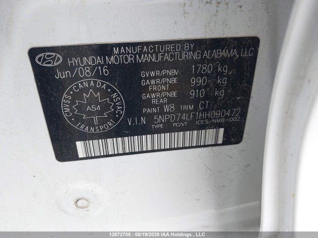 Hyundai Elantra Le 2017 5NPD74LF1HH090472 Image 9